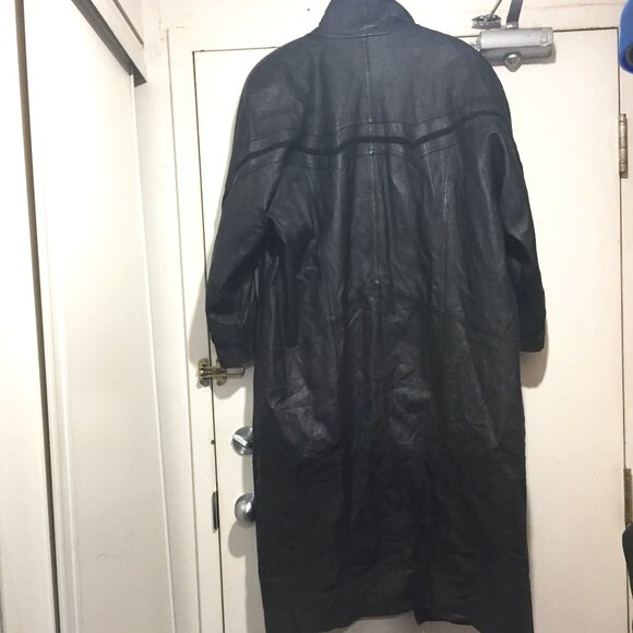 VINTAGE WORTHINGTON LEATHER LONG TRENCH COATS SIZE XL - Picture 5 of 14